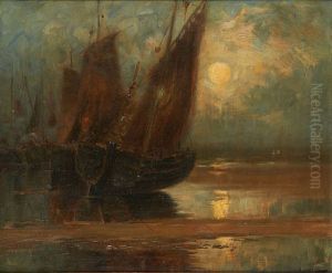 Coucher De Soleil Sur Les Barques by Wilhelm Bataille