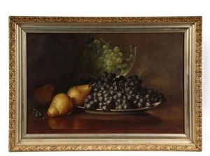 Still Life With Grapes And Pear, Glass Bowl