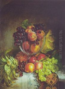 Still Life With Glass Compote And Fruit by Frederick S. Batcheller
