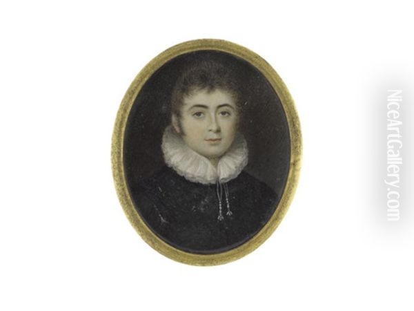 A Gentleman, Wearing Black Doublet And White Ruff Drawn With Tassels - view 1