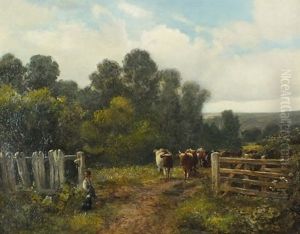 Cattle Beside A Gate by David Bates
