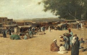 A Market Place, Environs Of Cairo by David Bates