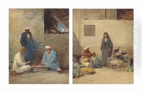 A Corner Of A Market Place, Cairo; And Arabs In A Courtyard - view 1