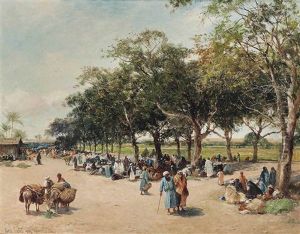 The Road To The Pyramids, Cairo by David Bates