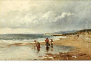 At Llanaber, Near Barmouth - With Shrimpers On The Shore
