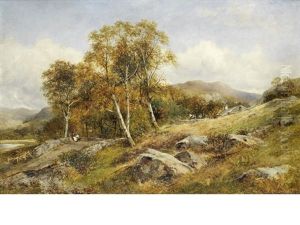 A Hillside Cottage And Bridge by David Bates