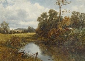 The Moorhen's Rest; A Woodland Pool, Sunset by David Bates
