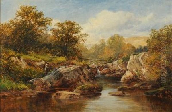In The Lledr Valley, Fisherman At A Pool - view 1