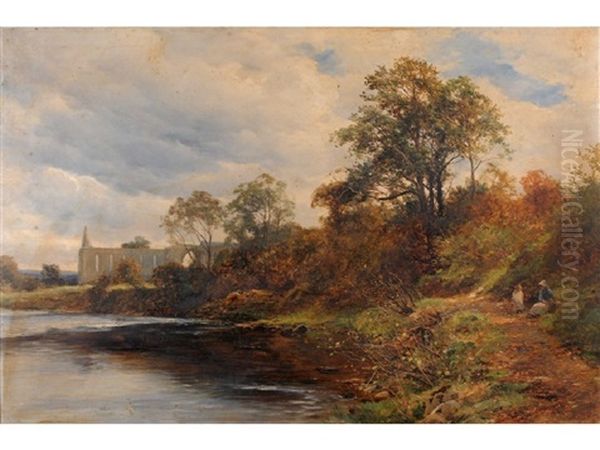 Bolton Abbey From The Lower Path By The Wharf - view 1