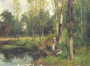 Lekande Barn Vid Nackrosdamm by David Bates
