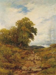 A Mountain Roadway (englische Landschaft Mit Sandweg Und Einer Schafherde) by David Bates