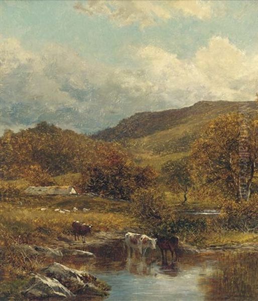 Children By A Riverbank (+ Cattle Watering; Pair) - view 1