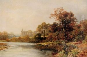 A View Of Bolton Abbey, Wharfedale, With A Boy And A Dog In The Foreground
