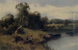 River Valley With Figures And Cattle