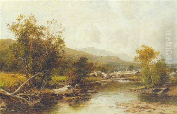 Anglers Before A Village In Wales - view 1