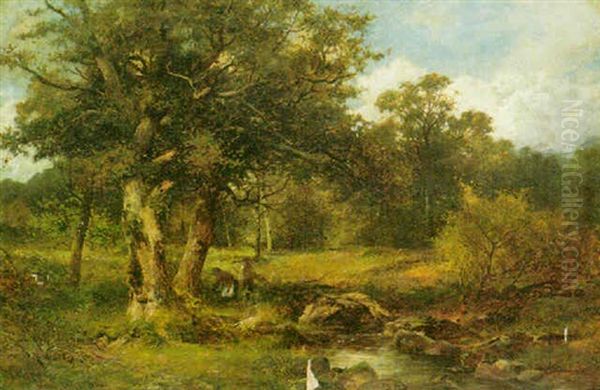 Collecting Wood By A Stream - view 1