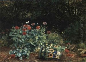 Summer Flowers In A Quiet Corner Of A Garden by David Bates