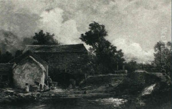 Figures Near A Grist Mill - view 1