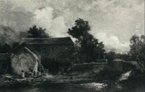 Figures Near A Grist Mill by David Bates