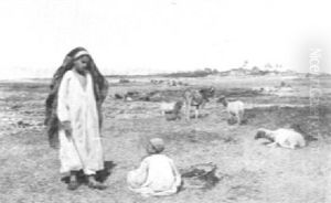 Boys Minding Cattle In The Fields, Egypt by David Bates