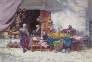 Shopping In Cairo by Frederick-Davenport Bates