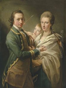 Group Portrait Of The Hon. Arthur Saunders Gore, Viscount Sudley, Later 2nd Earl Of Arran (1734-1809), And His Wife Catherine, Nee Annesley (1739-1770), With Their Son (?), Arthur Saunders Gore, Later 3rd Earl Of Arran (1761-1837), As Cupid, Three-quarter