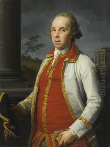 Portrait Of Robert Udny (1722-1802), Half Length, Before A Parapet, The Temple Of The Sybil At Tivoli Beyond - view 1