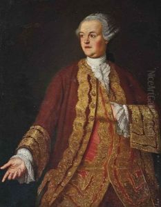 Portrait Of A Gentleman In A Red Coat And Waistcoat With Gold Brocade