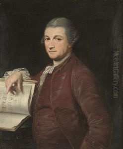 Portrait Of The Actor David Garrick (1717-1779), Half-length, In A Brown Velvet Coat And Waistcoat, With An Illustrated Edition Of Terence's Comedies Showing The Masks For The Andria Fro by Pompeo Gerolamo Batoni