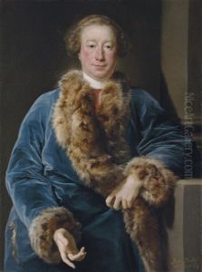 Portrait Of John Rolle Walter, In A Fur-trimmed Blue Coat, Leaning On A Plinth