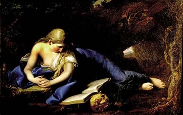 Reclining Mary Magdalene Reading In Wilderness - view 1