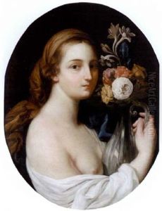 A Woman Holding A Vase Of Flowers A Woman Holding A Vase Of Flowers