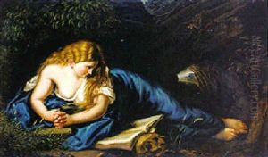 Busende Magdalena Mit Memento Mori In Einer Hohle by Pompeo Gerolamo Batoni