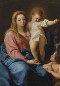 The Virgin And Child With The Infant Baptist by Pompeo Gerolamo Batoni