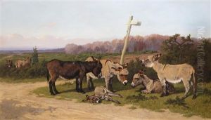 Donkeys In The New Forest by Arthur Batt