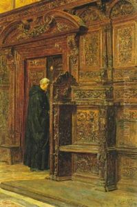 Interno Di Chiesa Con Monaco by Alessandro Battaglia