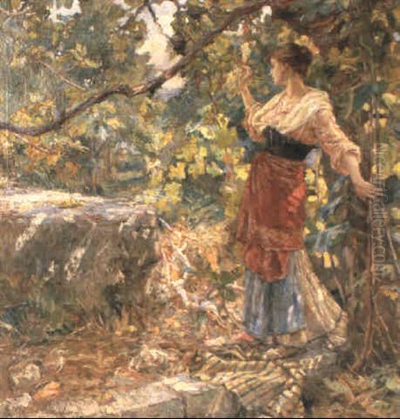 Italian Girl Waiting In The Woods - view 1