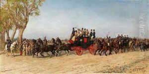 The Ruler"s Two Daugherts In A Carriage by Domenico Battaglia