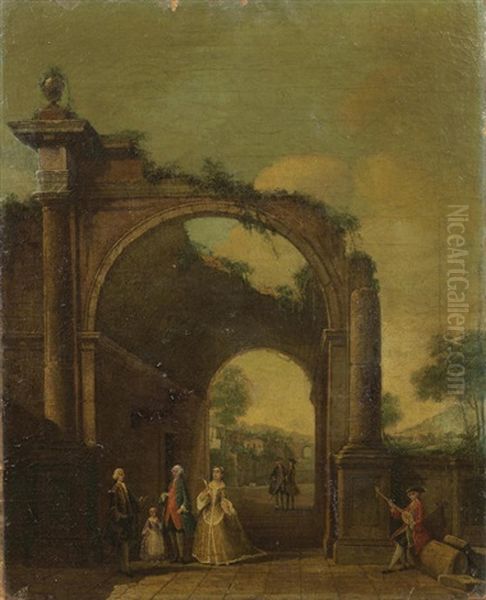 Figures Among Classical Ruins - view 1