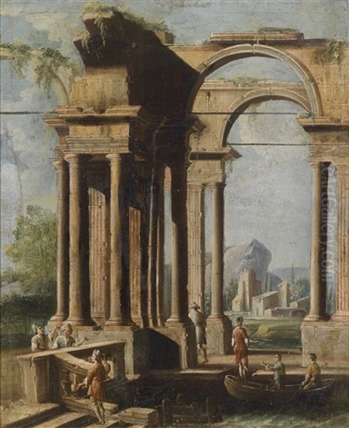 Ruinencapriccio Mit Figurlicher Staffage - view 1