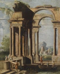 Ruinencapriccio Mit Figurlicher Staffage