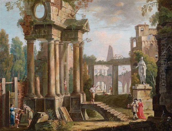 Ruinencapriccio Mit Figurlicher Staffage - view 1