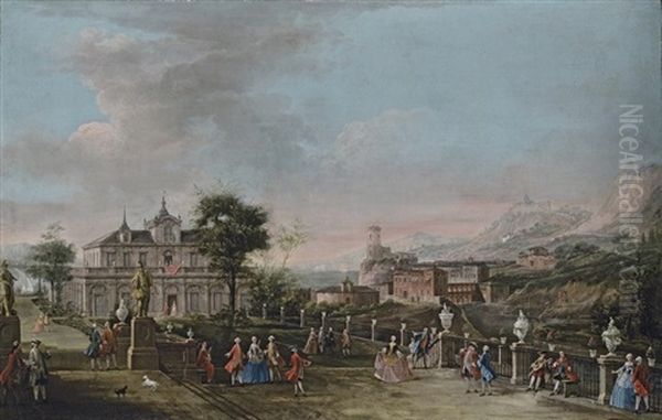 A Capriccio With The Garden Of A Seafront Palace, A Mountainous Coastal Landscape Beyond - view 1