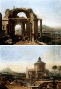 Veduta Del Brenta Con Rovine Architettoniche E Figure (+ Capriccio Con Basilica E Figure; Pair) Veduta Del Brenta Con Rovine Architettoniche E Figure (+ Capriccio Con Basilica E Figure; Pair)