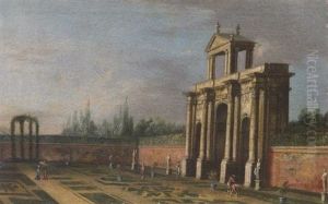 Veduta Di Giardino Con Portale - Villa Pisani A Stra by Francesco Battaglioli