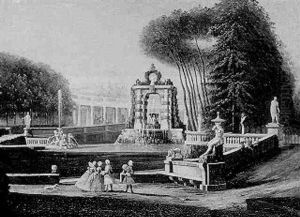 Promenade Dans Le Parc Devant Une Fontaine by Francesco Battaglioli