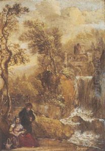The Rest On The Flight Into Egypt by Gerrit (Gerard) Battem