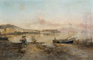 Scorcio Del Golfo Di Napoli Con Pescatori by Giovanni Battista