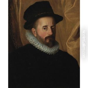 Portrait Of A Gentleman In A Tall Hat And Millstone Ruff