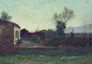 Paesaggio Di Campagna Al Tramonto by Giovanni Battista